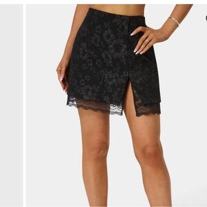 bebe Black tailored Floral Black Jacquard Lace Mini Skirt